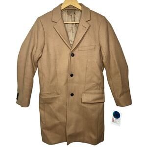 Abercrombie & Fitch Tan Wool Italian Fabric Dad Coat Jacket Overcoat Mens Sz XS